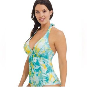 NWT Sunsets SEA HAVEN Muse Halter Underwire Tankini Swim Top 32DD